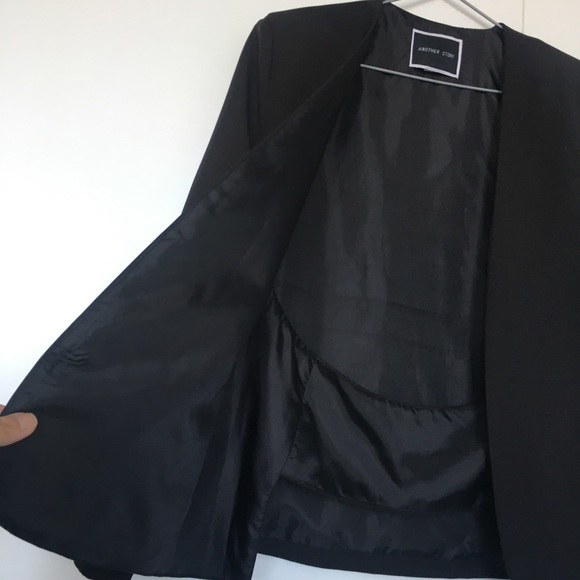 Another Story Cap Sleeve Open Front Black Blazer M - Picture 6 of 9